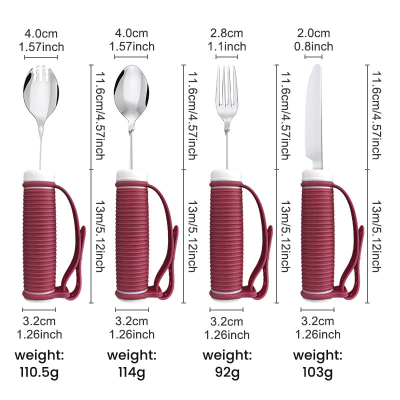 Older adult eating independently with an adaptive utensil at the table